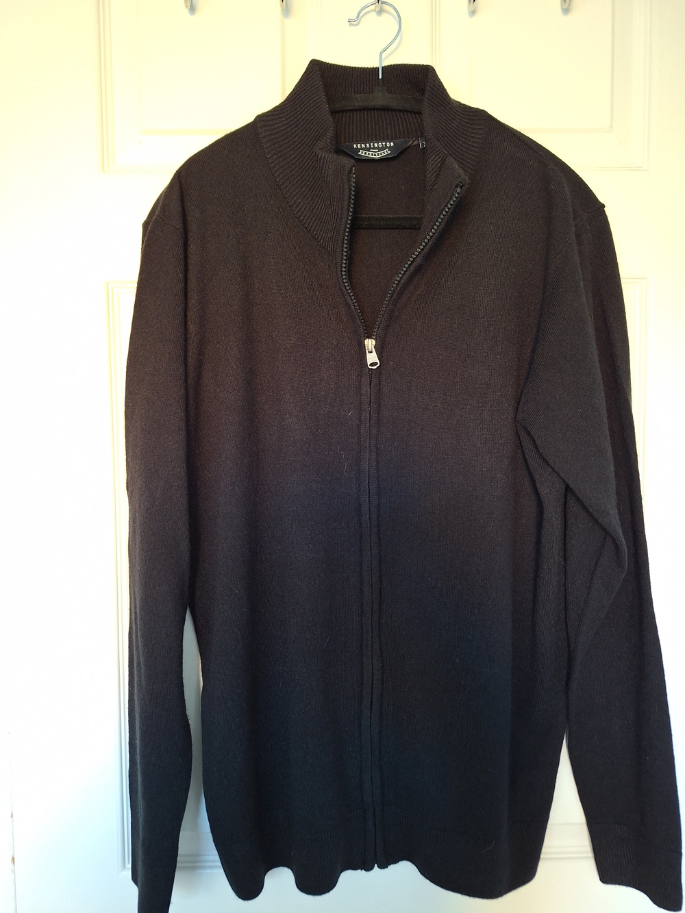 Men's Black Full-Zip Knit Sweater Jacket
